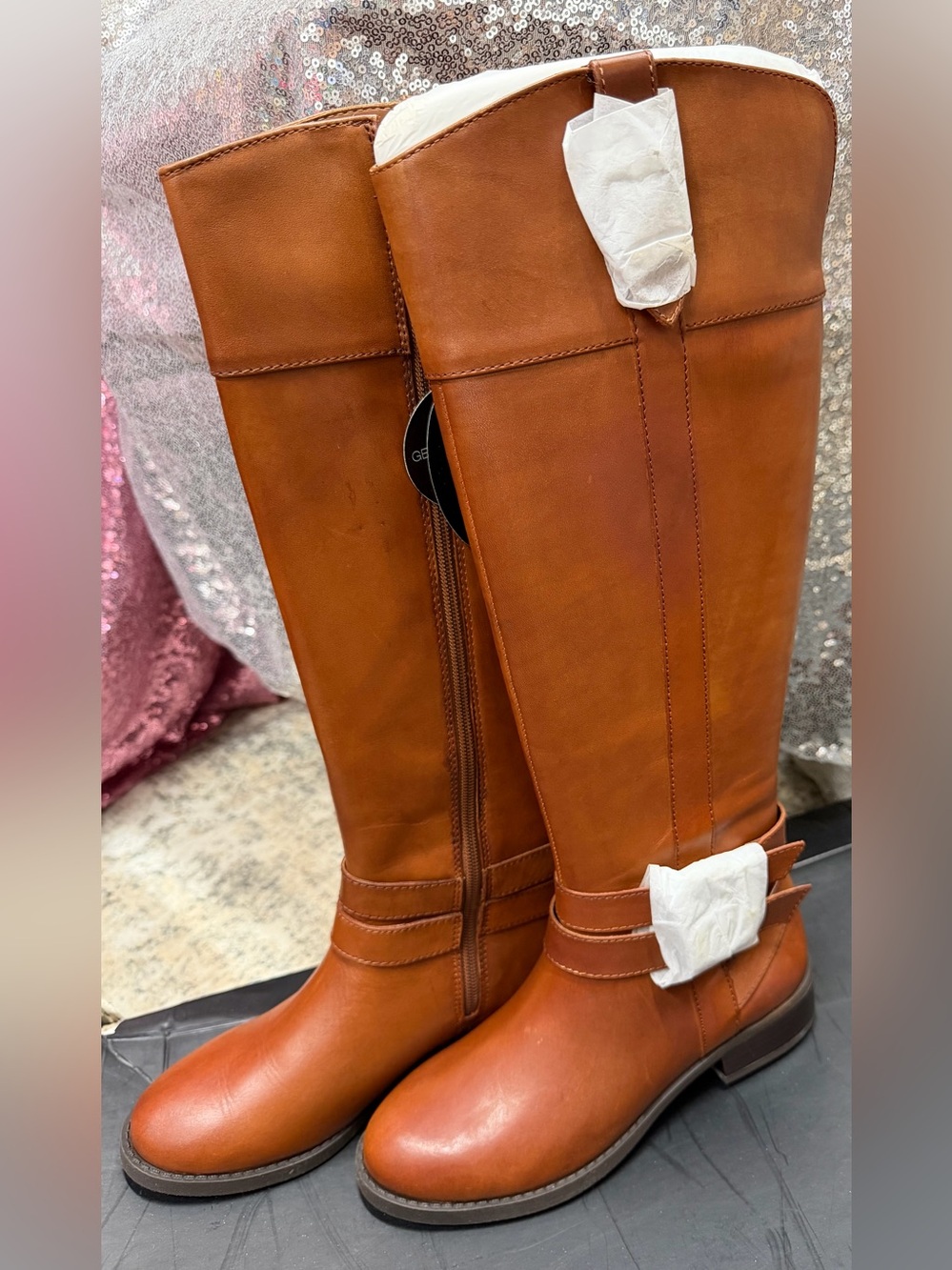 Women’s Tall Riding Boots - Cognac Brown, INC, size 5